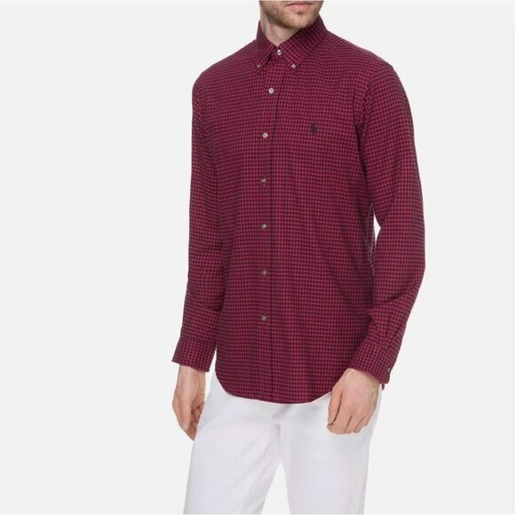 Ralph Lauren Classic Fit Checked Button Down Shirt Red Black Size M - Picture 1 of 7